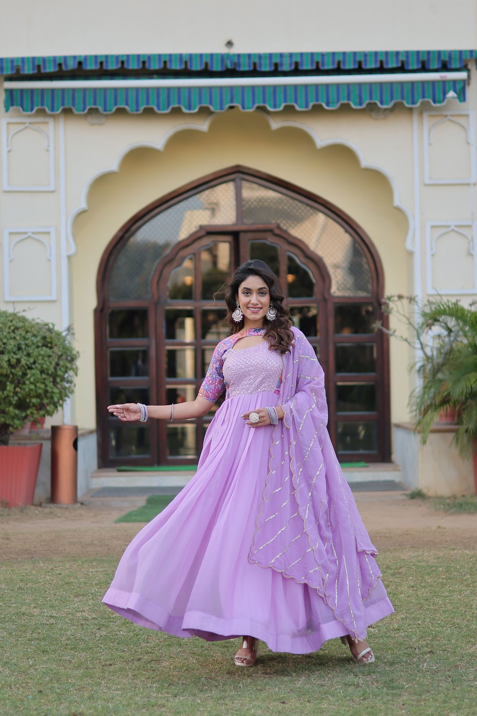 KA 1083 Georgette  Designer Party Wear Gown With Dupatta Wholesale Clothing Suppliers In India